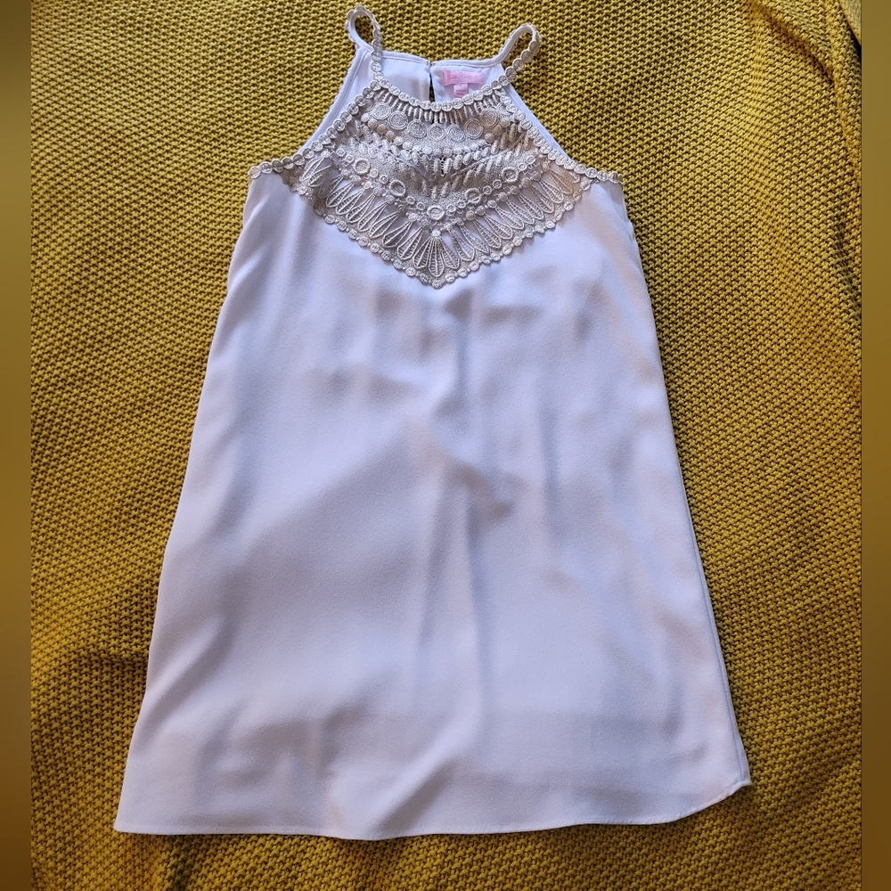 Lilly Pulitzer while and gold pearl soft shift dress, size 4